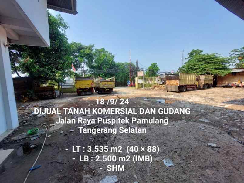 dijual tanah jl puspitek pamulang