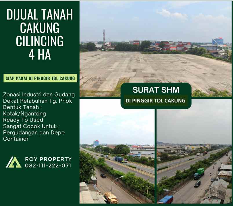 dijual tanah jl raya cakung cilincing