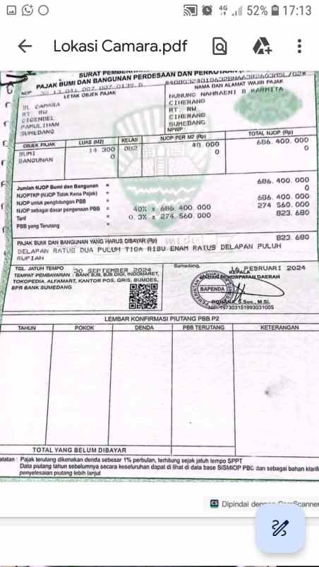 dijual tanah jln camara lembur sawah