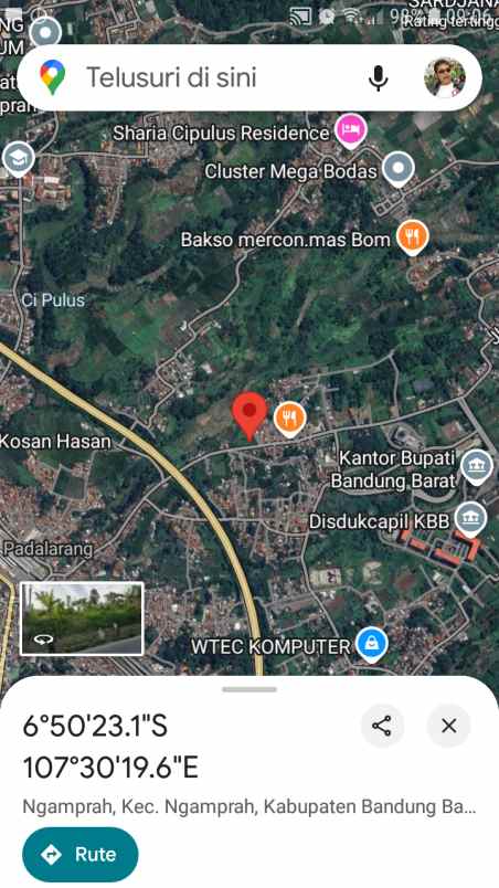 dijual tanah jln ciloa mekarsari