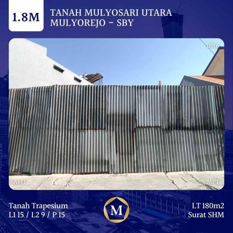 dijual tanah mulyosari utara