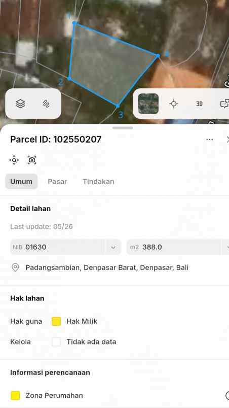dijual tanah padangsambian klod
