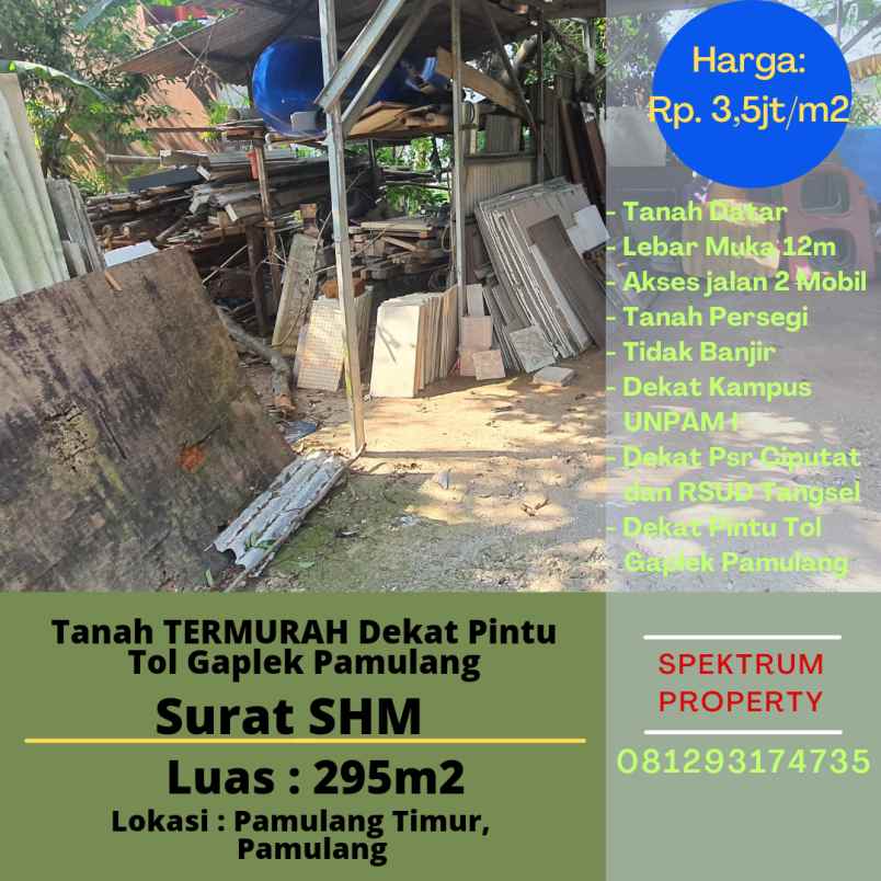 dijual tanah pamulang timur pamulang