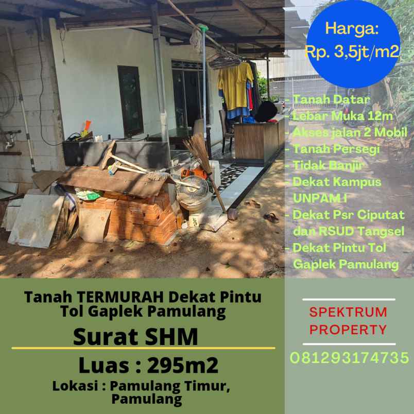 dijual tanah pamulang timur pamulang