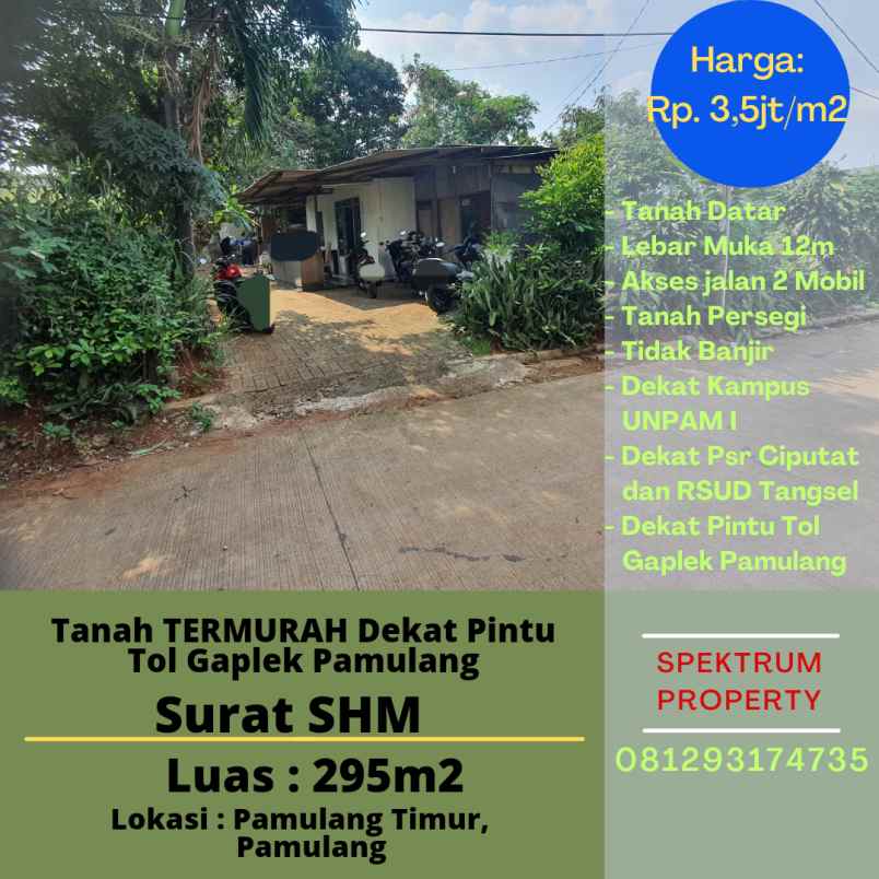 dijual tanah pamulang timur pamulang