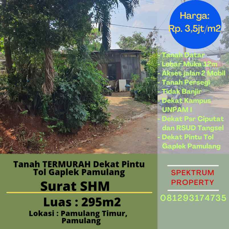 dijual tanah pamulang timur pamulang