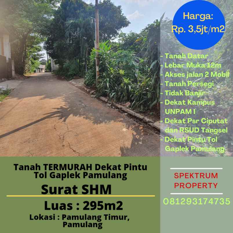 dijual tanah pamulang timur pamulang