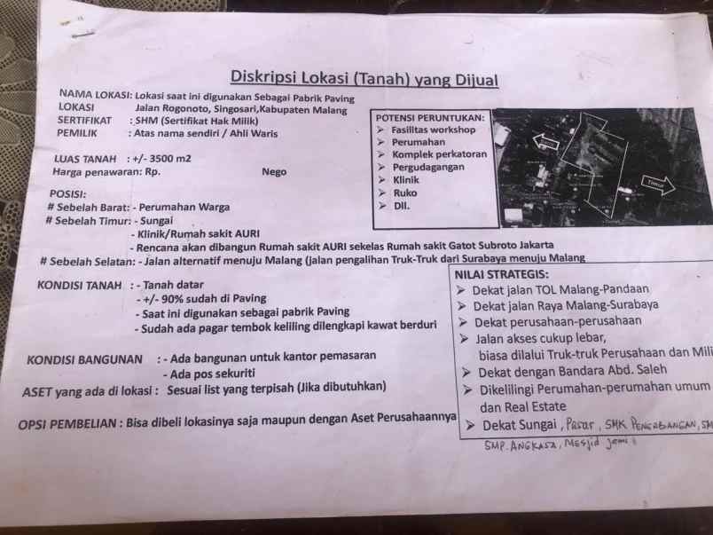 dijual tanah tamanharjo