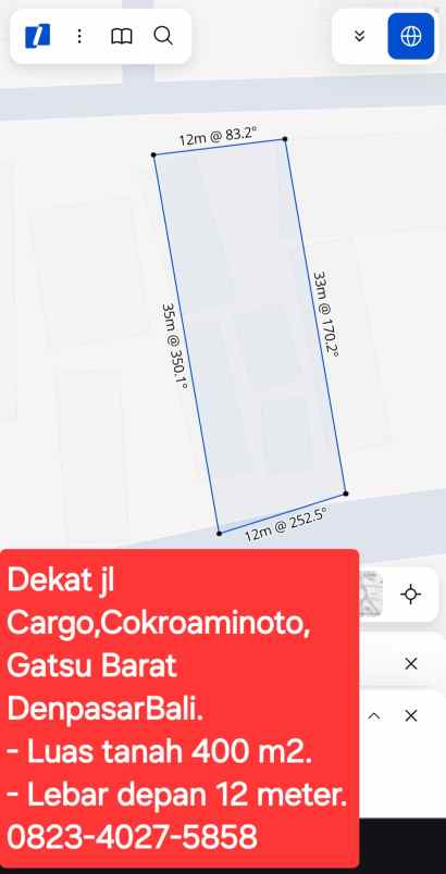 dijual tanah ubung dkt jl cargo