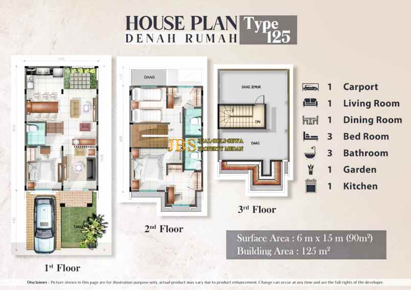 dijual villa jalan karya jaya 600mtr