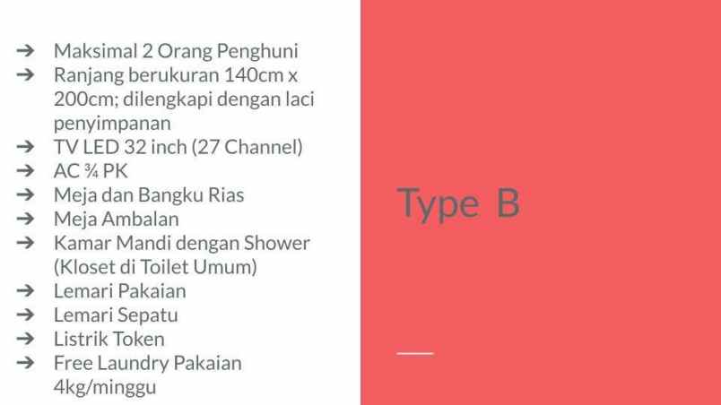 disewakan kost balcony residence jl