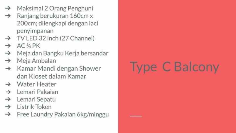 disewakan kost balcony residence jl