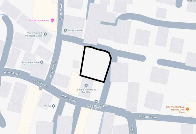 jual tanah jl nurul irfan no 37 bakti jaya