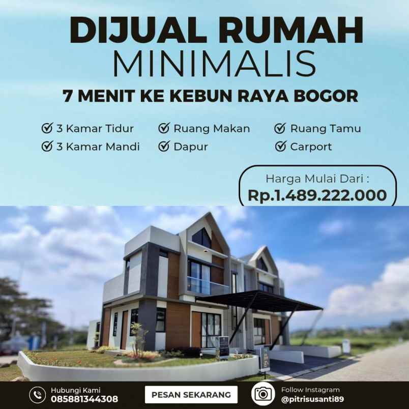 rumah 2 lantai minimalis dekat kebun raya bogor