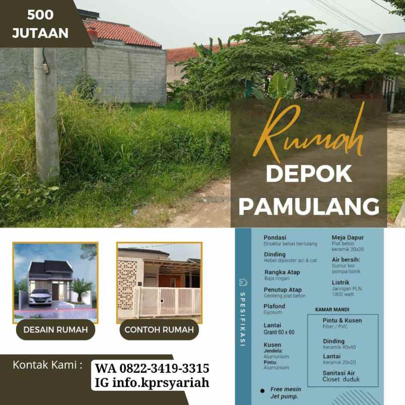 rumah minimalis bojongsari perbatasan pamulang depok