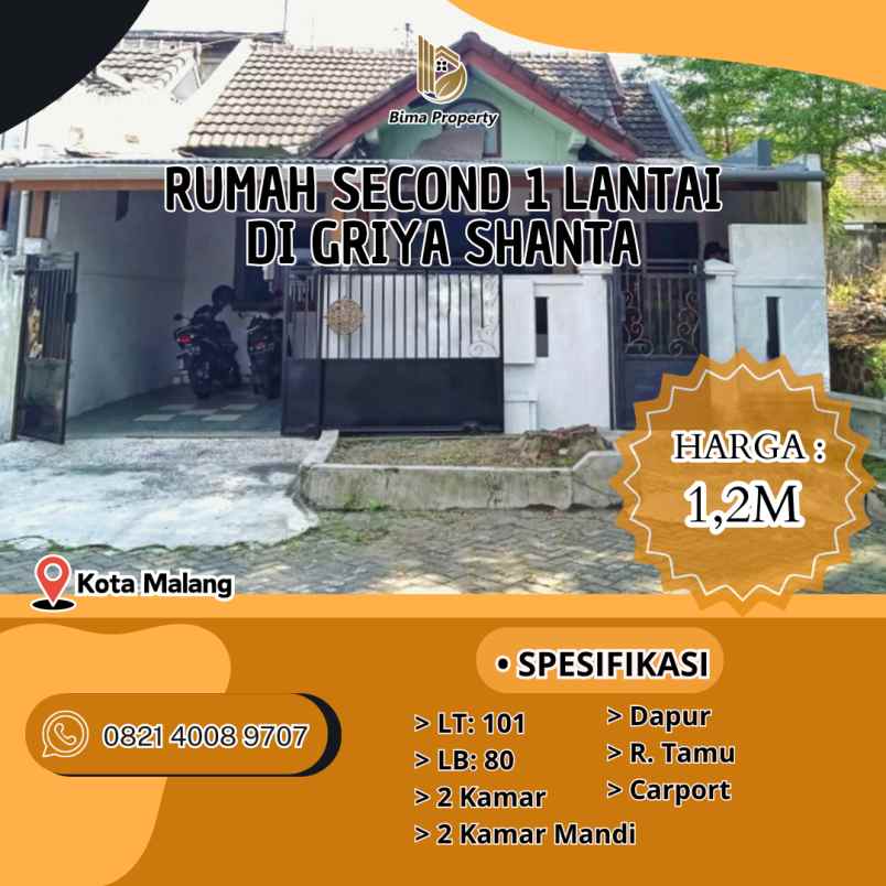 rumah second 1 lantai di griya shanta