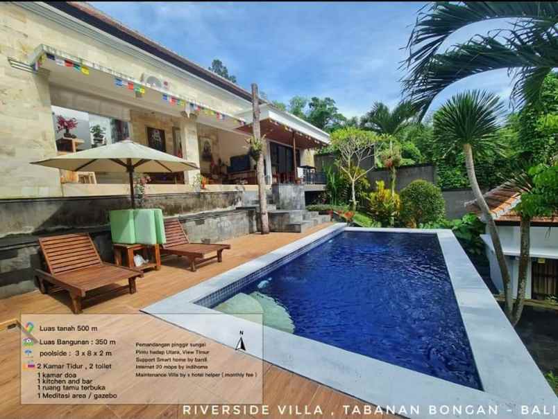 villa murah tanah luas di tabanan bali view sungai