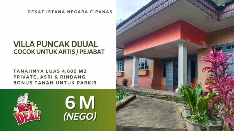 villa puncak dijual dekat istana negara cipanas