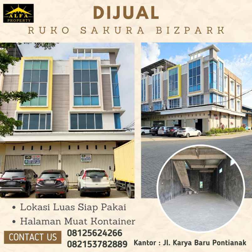 dijual disewakan ruko sakura bizpark kota pontianak