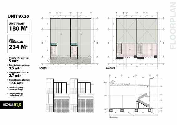 dijual ruko gudang kantor pergudangan bizhub52