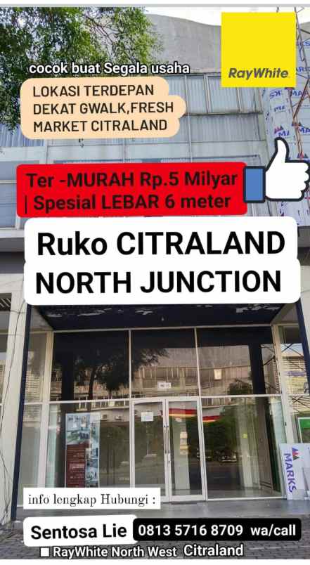 dijual ruko gudang kantor ruko north junction citraland