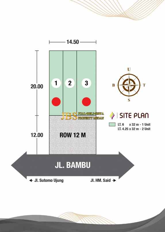 dijual ruko gudang kantor sutomo lumiere jalan bambu