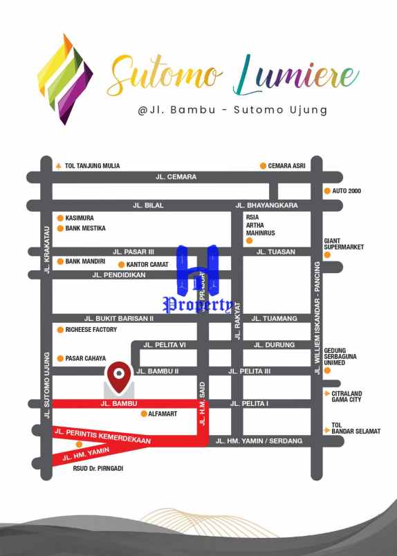 dijual ruko gudang kantor sutomo lumiere jalan bambu