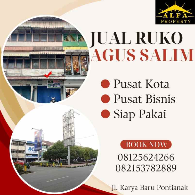 dijual ruko jalan agus salim kota pontianak