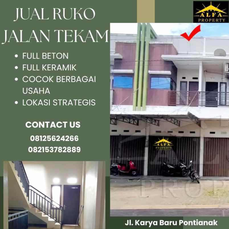 dijual ruko jalan tekam kota pontianak