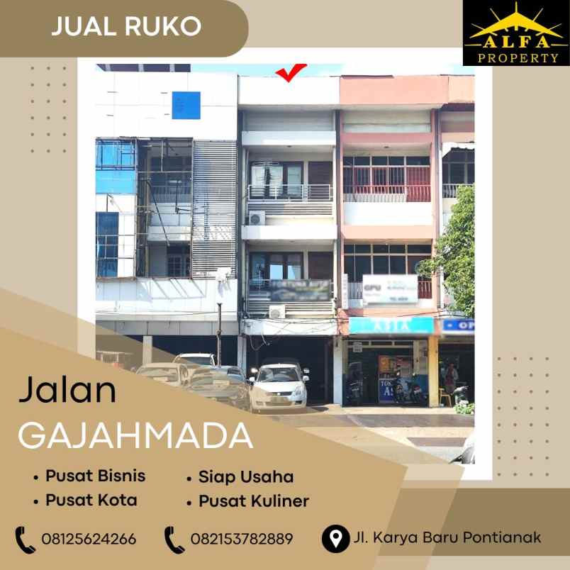 dijual ruko jalan utama gajahmada kota pontianak