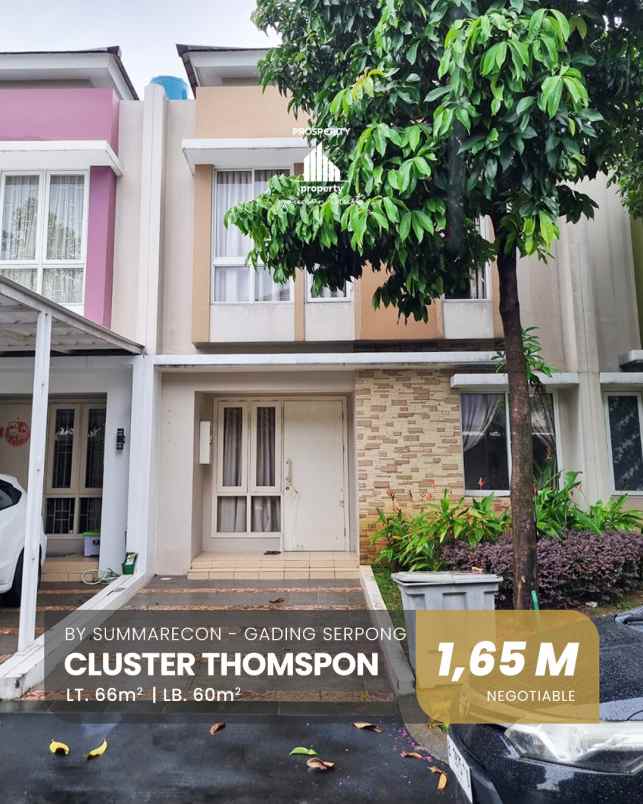 dijual rumah cluster thomson gading serpong