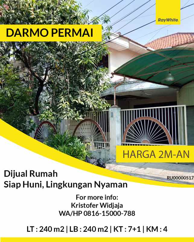 dijual rumah darmo permai utara surabaya