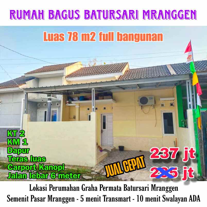 dijual rumah di batursari mranggen kab demak