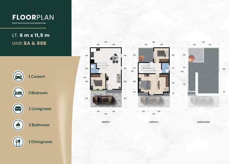 dijual rumah effiel suites jalan bersama