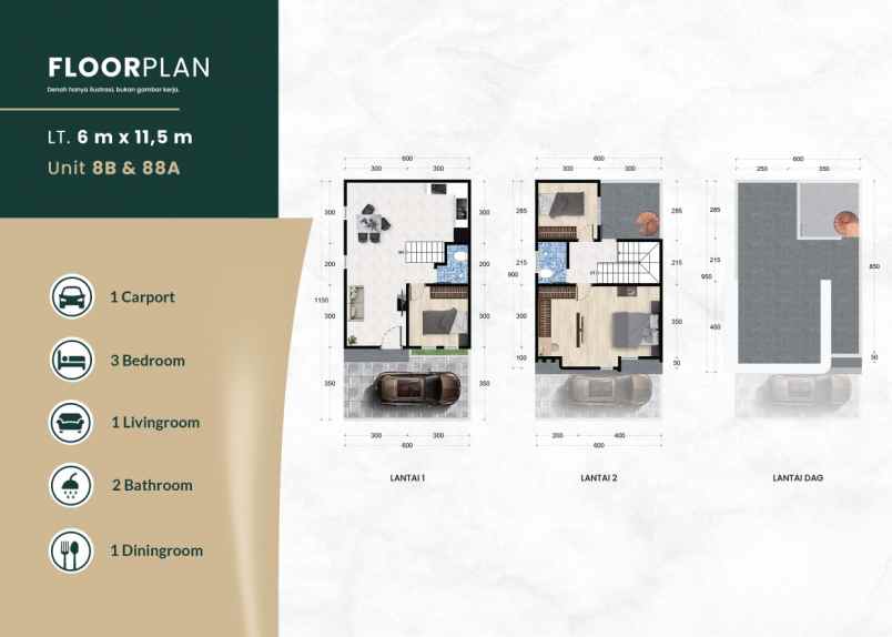 dijual rumah effiel suites jalan bersama