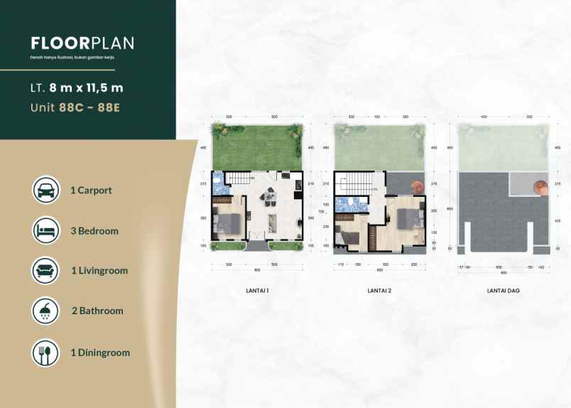 dijual rumah effiel suites jalan bersama