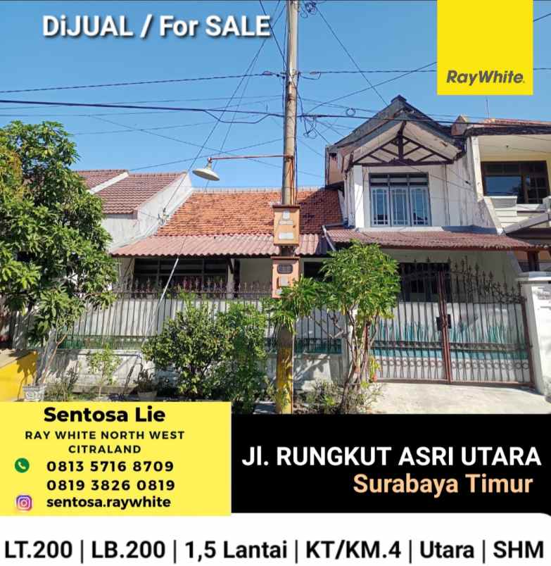 dijual rumah jalan rungkut asri utara