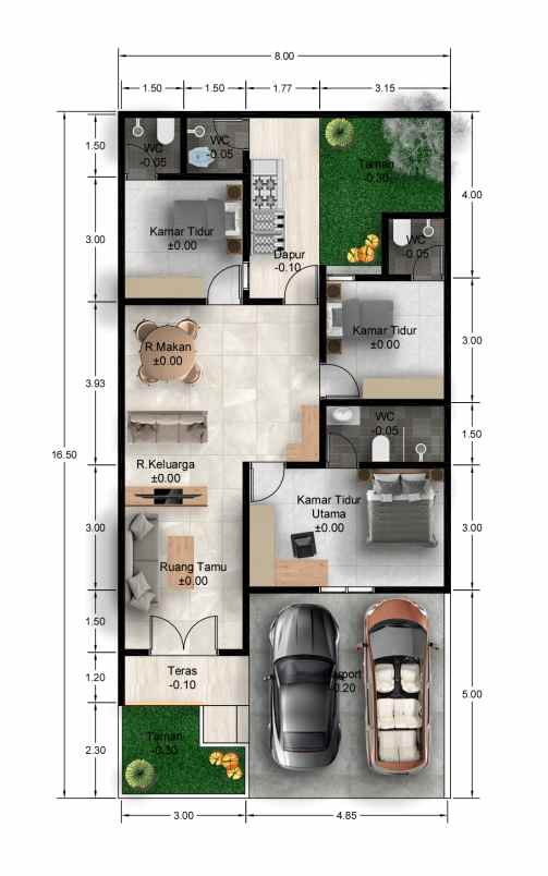 dijual rumah jl duyung tengkerang bar