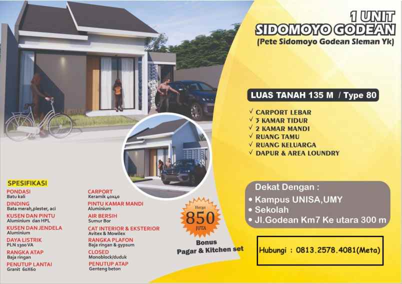 dijual rumah jl godean km 7 sidomoyo