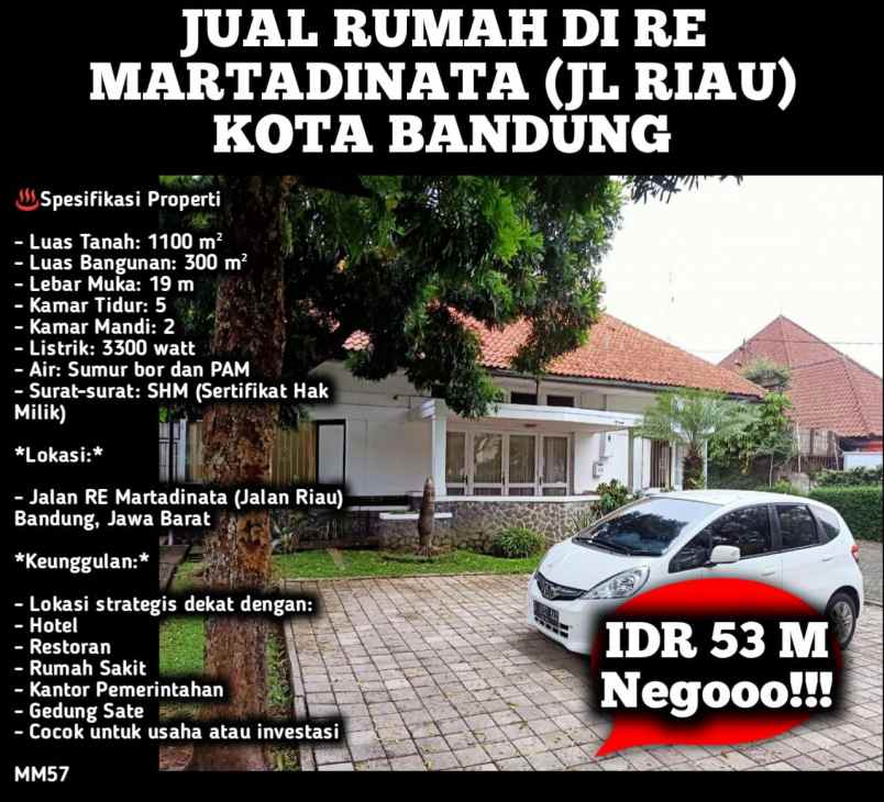 dijual rumah re martadinata citarum bandung