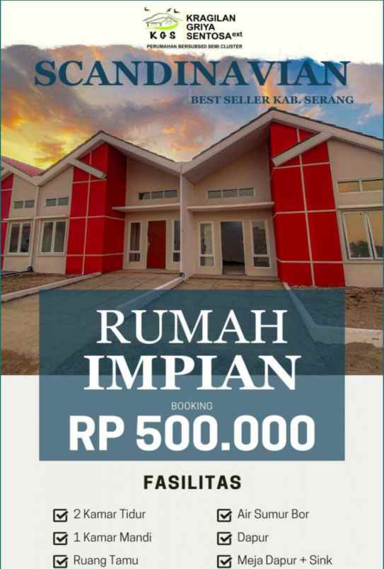 dijual rumah ready stok unit semi cluster di serang