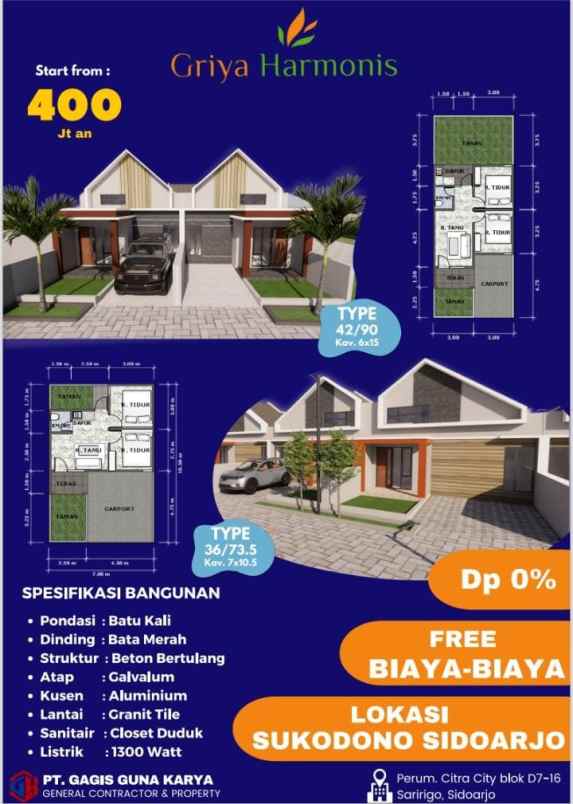 dijual rumah sambung rejo batas