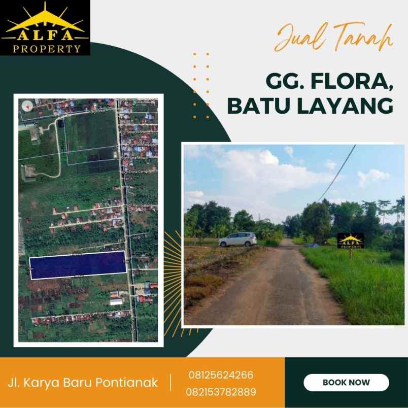 dijual tanah jalan flora batu layang kota pontianak