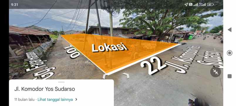 dijual tanah jalan komyos sudarso jeruju