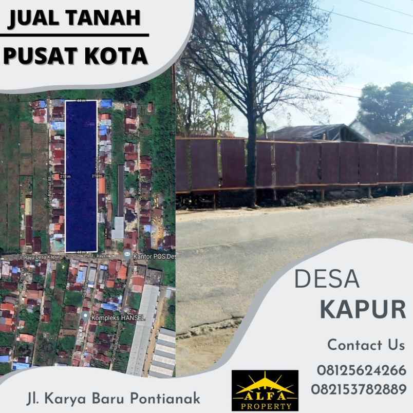 dijual tanah jalan utama desa kapur kota pontianak