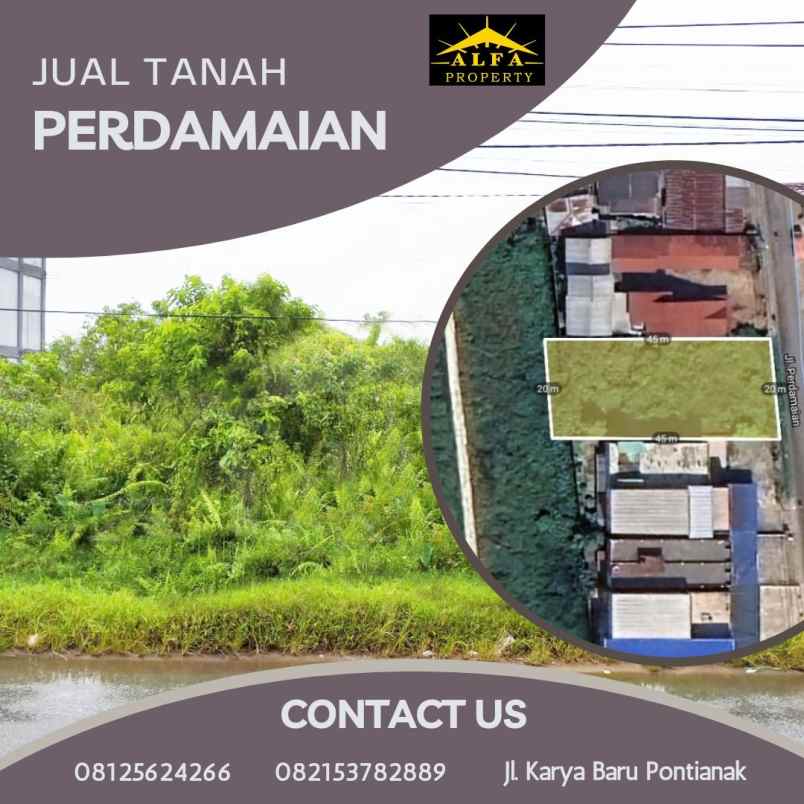 dijual tanah jalan utama perdamaian kota pontianak