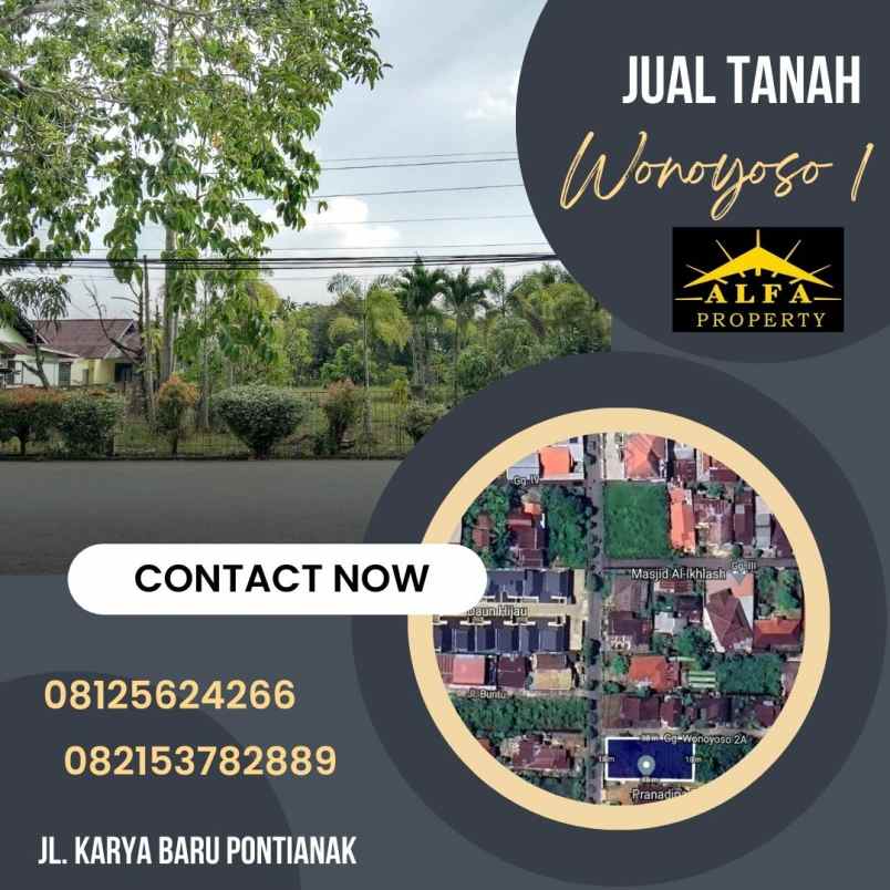 dijual tanah jalan utama wonoyoso 1 kota pontianak