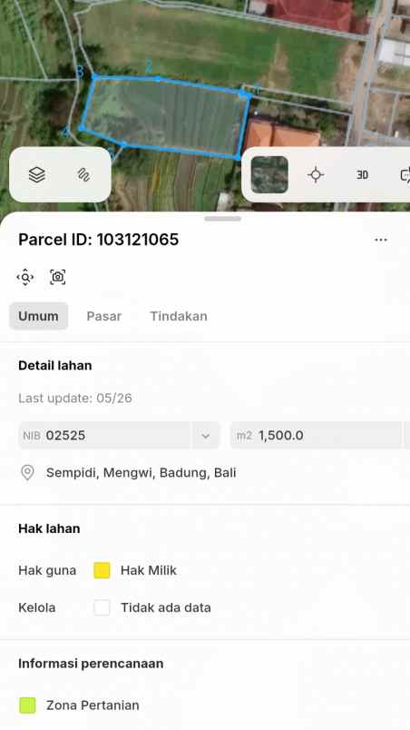 dijual tanah jl tukad buana