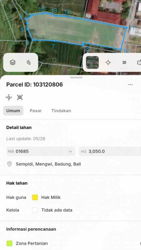 dijual tanah jl tukad buana