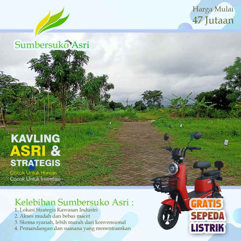 dijual tanah kemuning sumbersuko kec